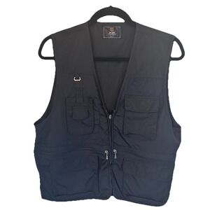 Utility Vest Mens 2XL Black H2H Multi-Pocket Fishing Tactical Gorpcore Zip Up